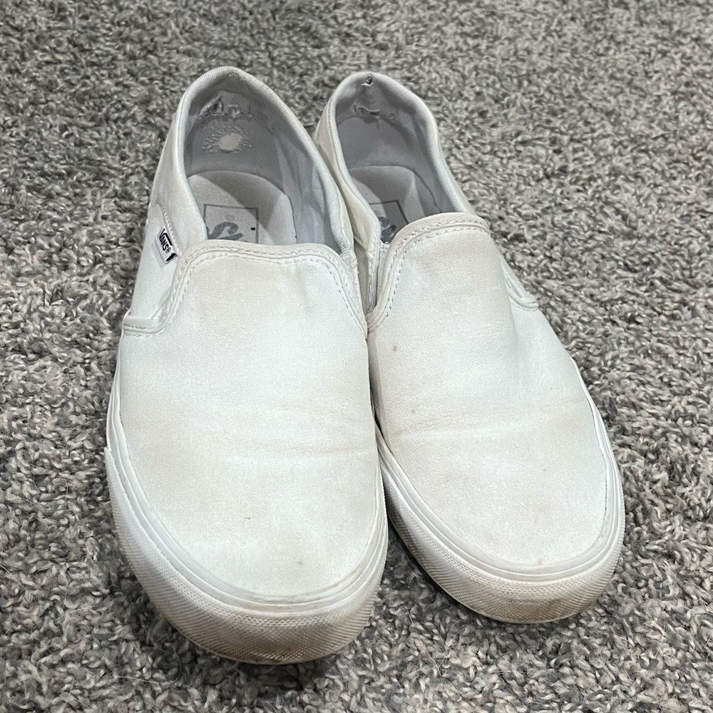 white slip on vans